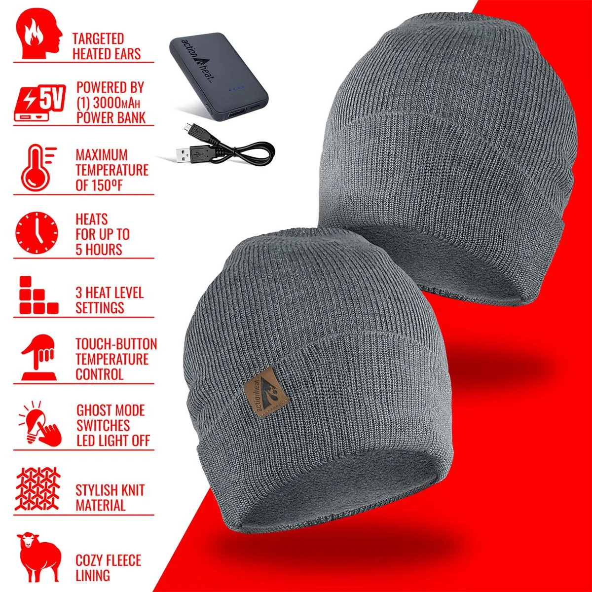 ActionHeat 5V Battery Heated Knit Hat