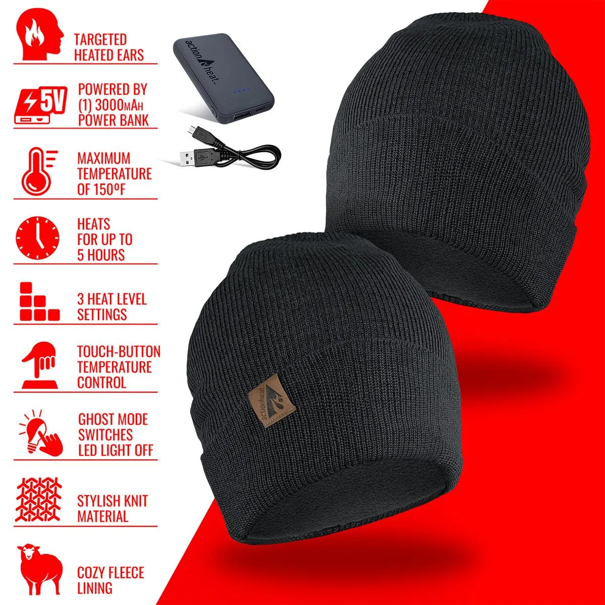 ActionHeat 5V Battery Heated Knit Hat