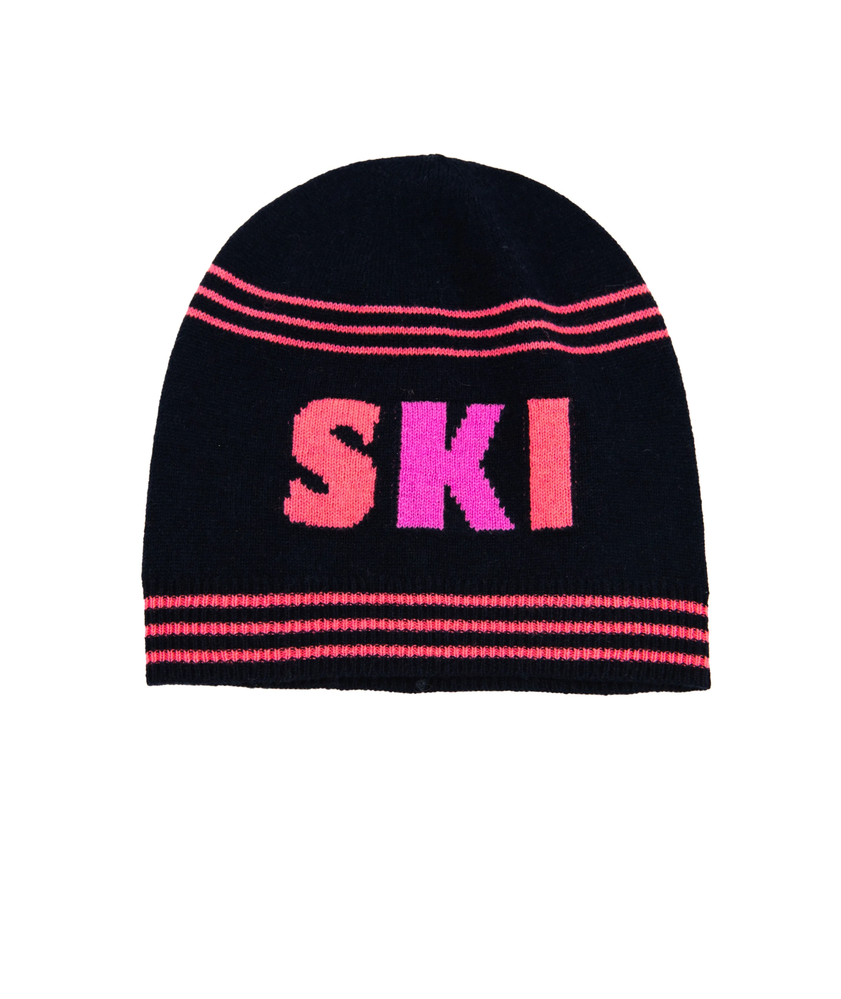 Autumn Cashmere Girls Navy/Pink Striped Ski Hat