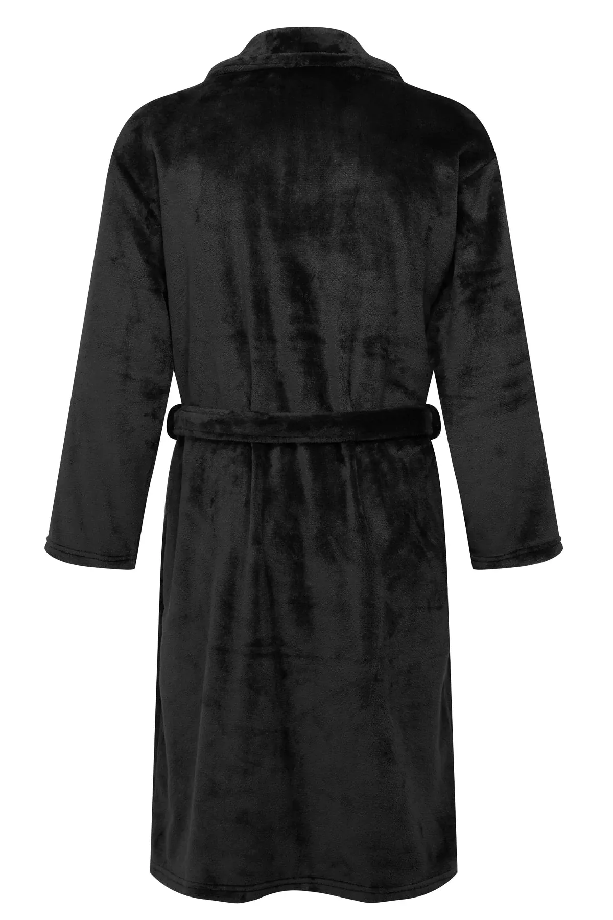 Black Soft Fleece Shawl Collar Robe - MARLON