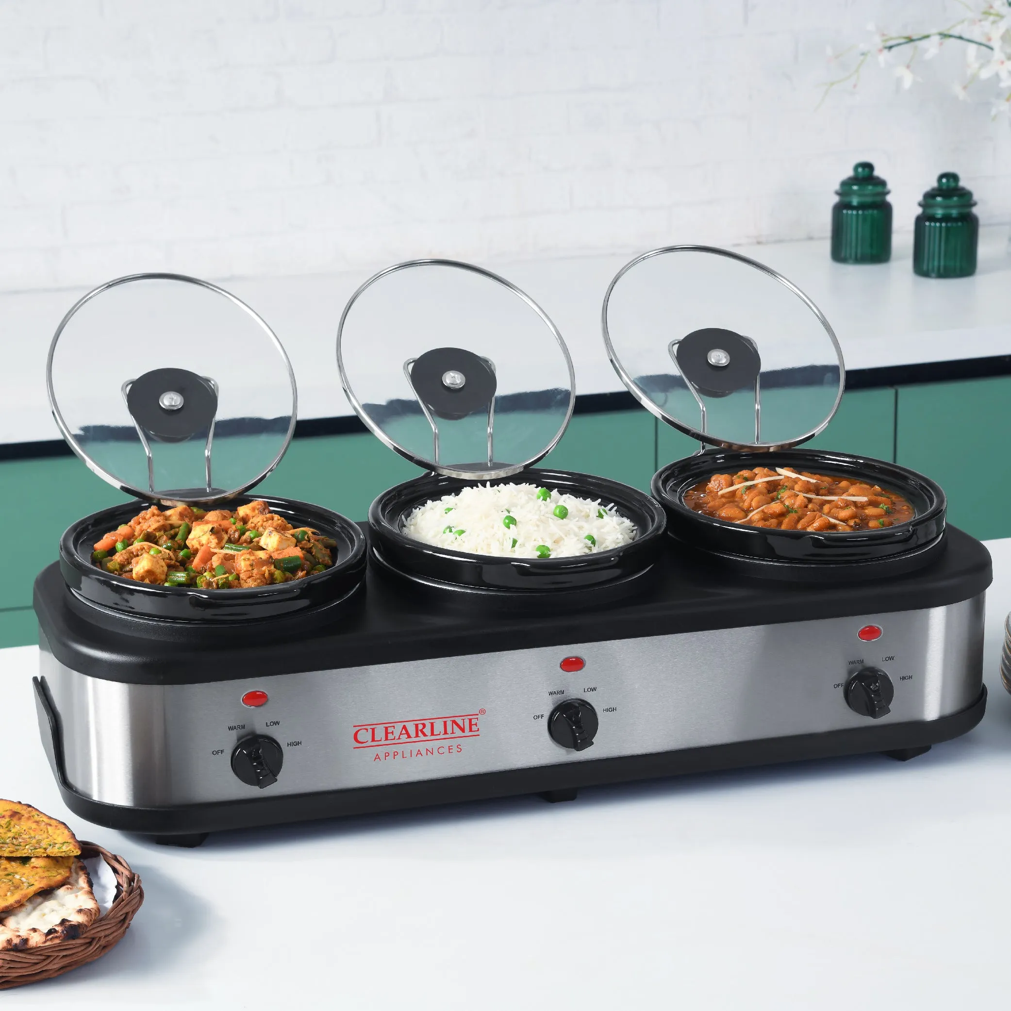 Buffet Server cum Slow Cooker (3 x 1.5L Pot size)