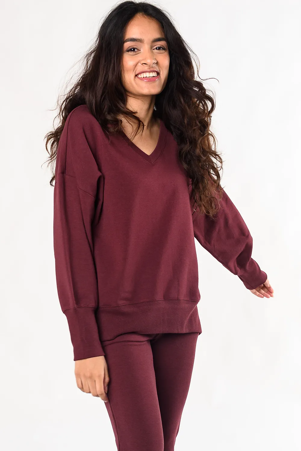 Caitlin Bamboo Sweatshirt - Wine