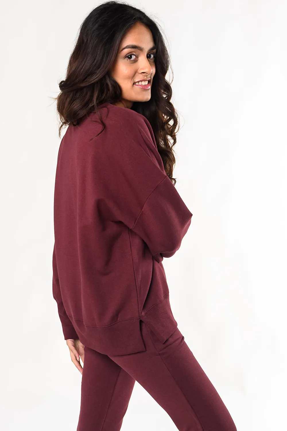 Caitlin Bamboo Sweatshirt - Wine