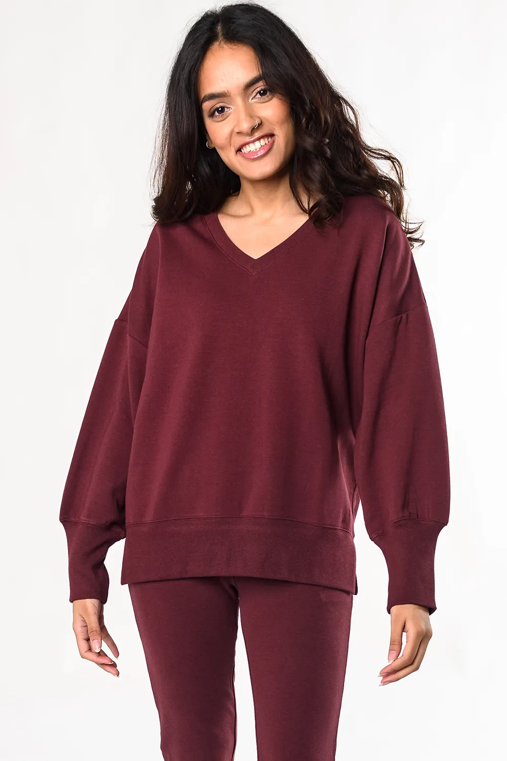 Caitlin Bamboo Sweatshirt - Wine