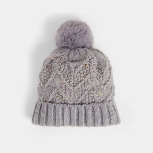 Confetti Pom Pom Hat - Grey