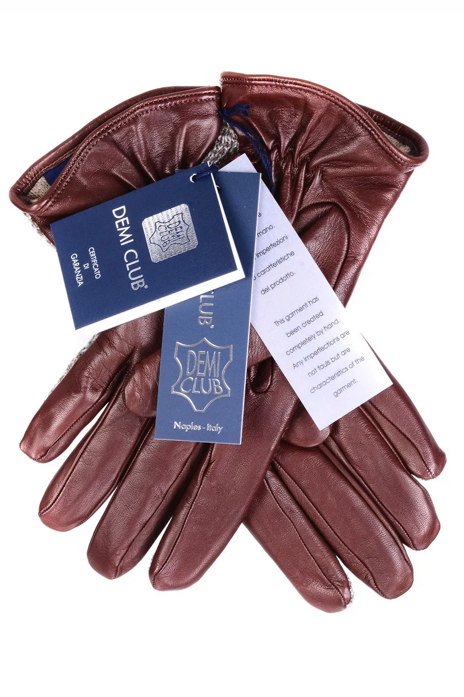 DEMI JANNIKE Brown Wool Women Leather Gloves