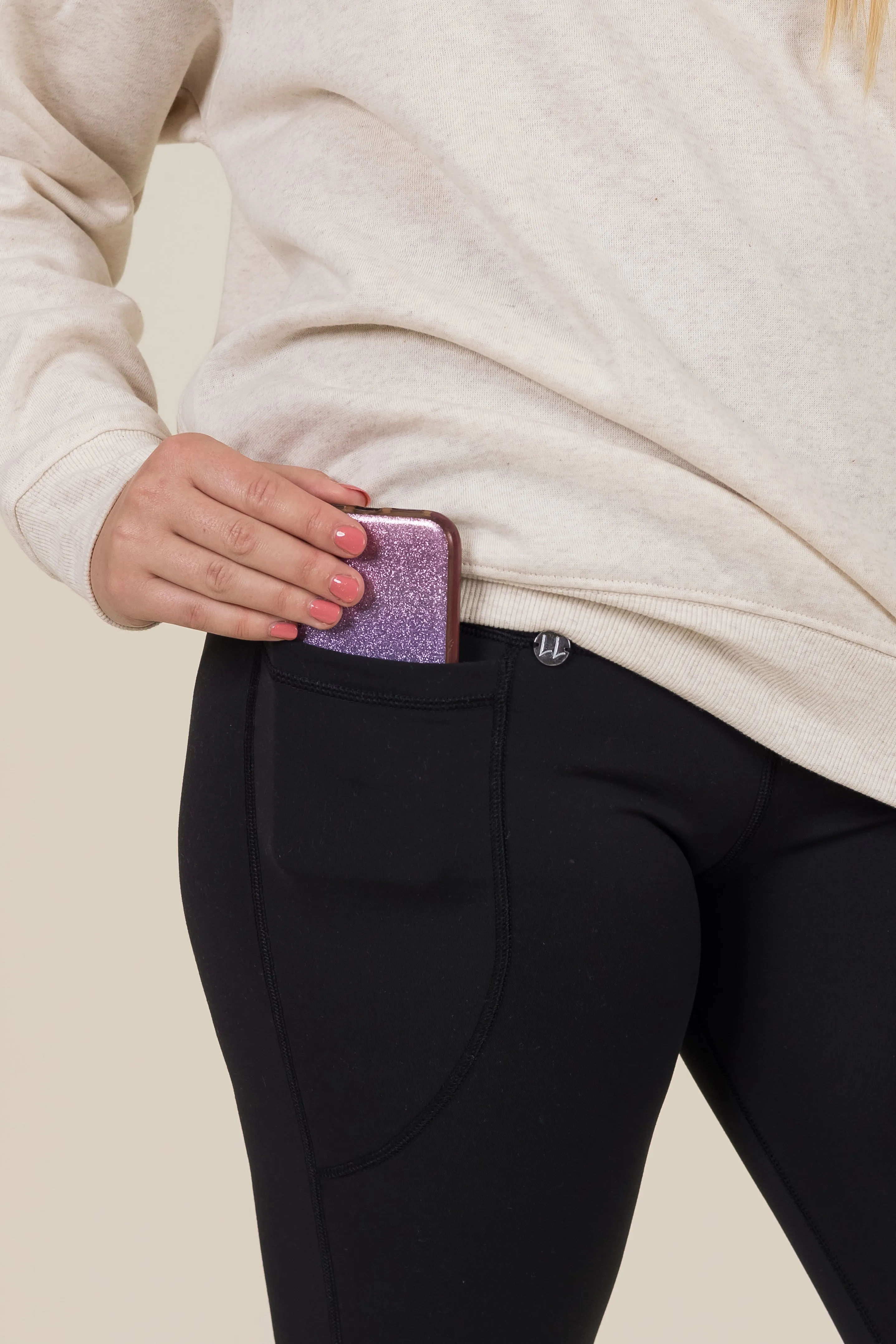 Fleece Lined Black 2 Pocket Full Leggings