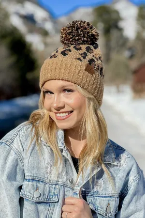 HAT7001 Evelyn Leopard Jacquard Knit Pom Beanie