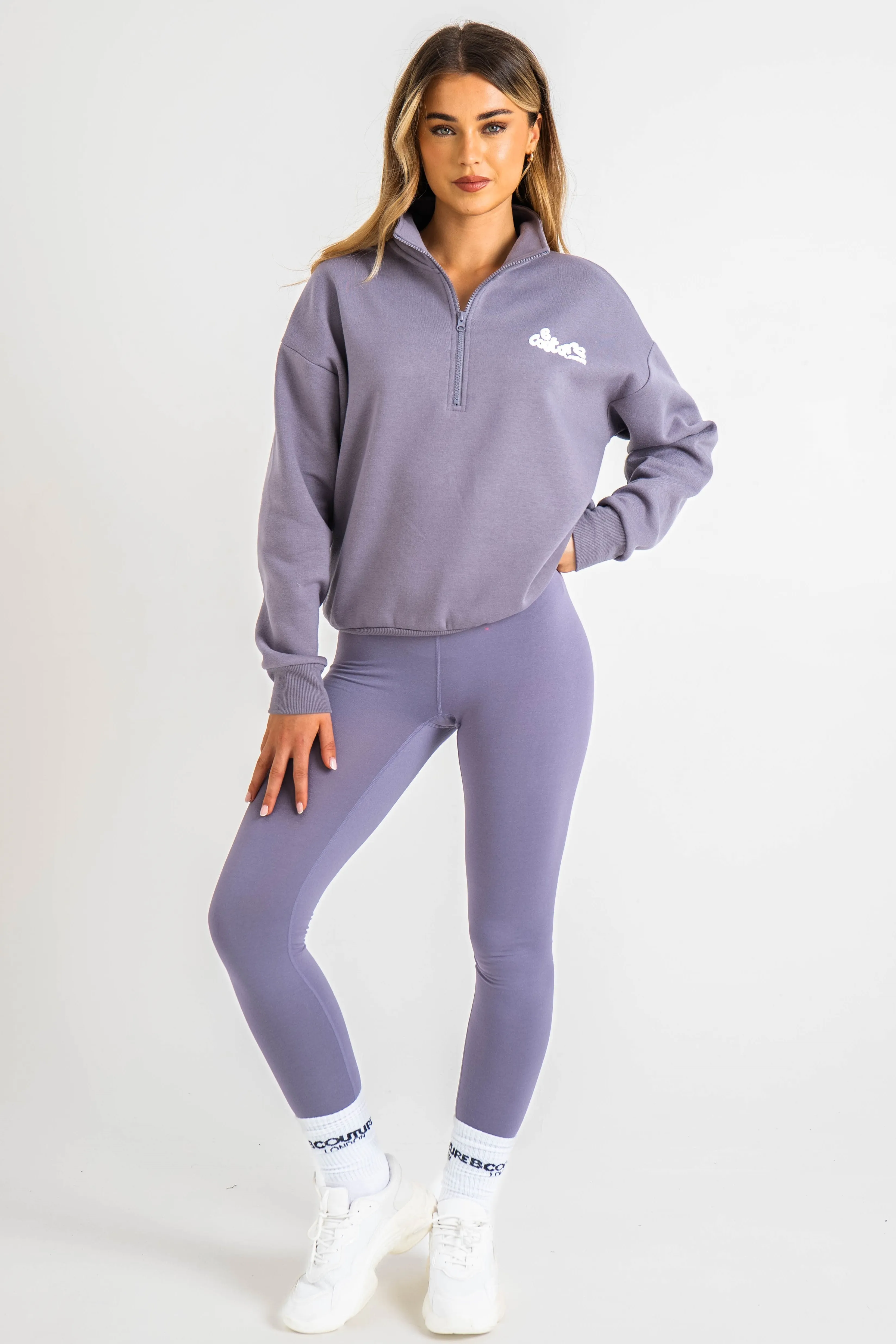 Hatherley Half-Zip Sweatshirt & Leggings Set - Lavender