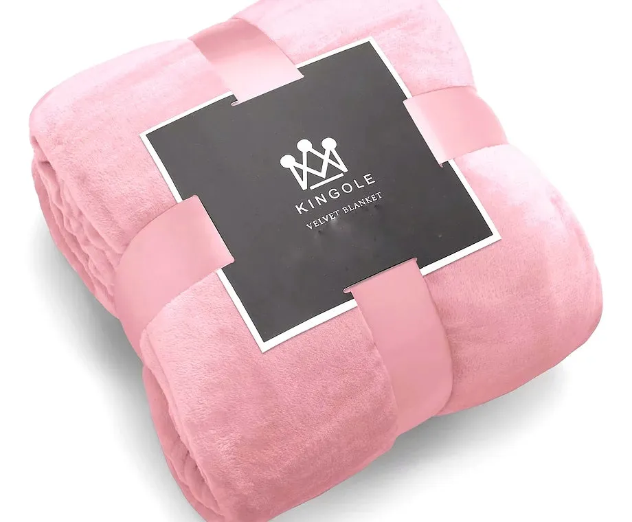 Kingole Fleece Velvet Blanket Pink