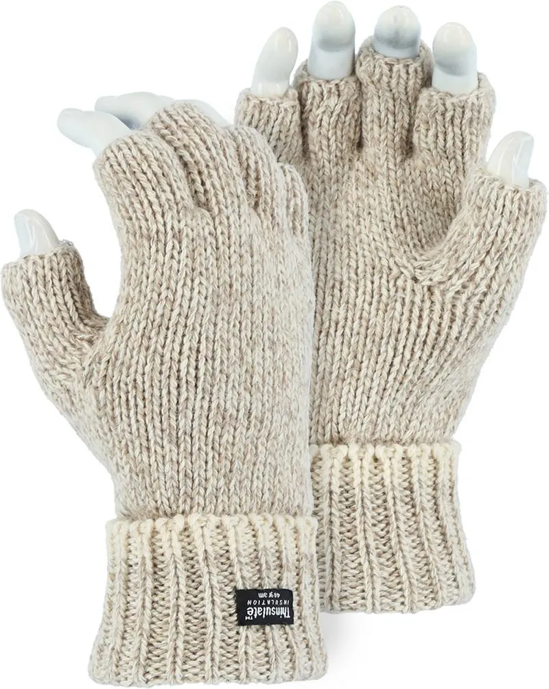 Majestic 3424 Ragg Wool 2 Ply Fingerless Winter Thinsulate Lined Gloves, Large (One Dozen)