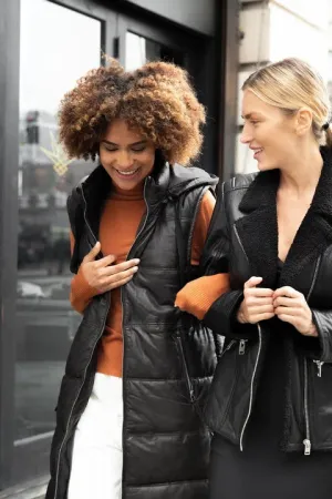 Mauritius Long Leather Puffer Vest