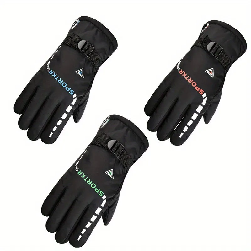 Mens Thicken Winter Sports Gloves for Skiing and Cycling