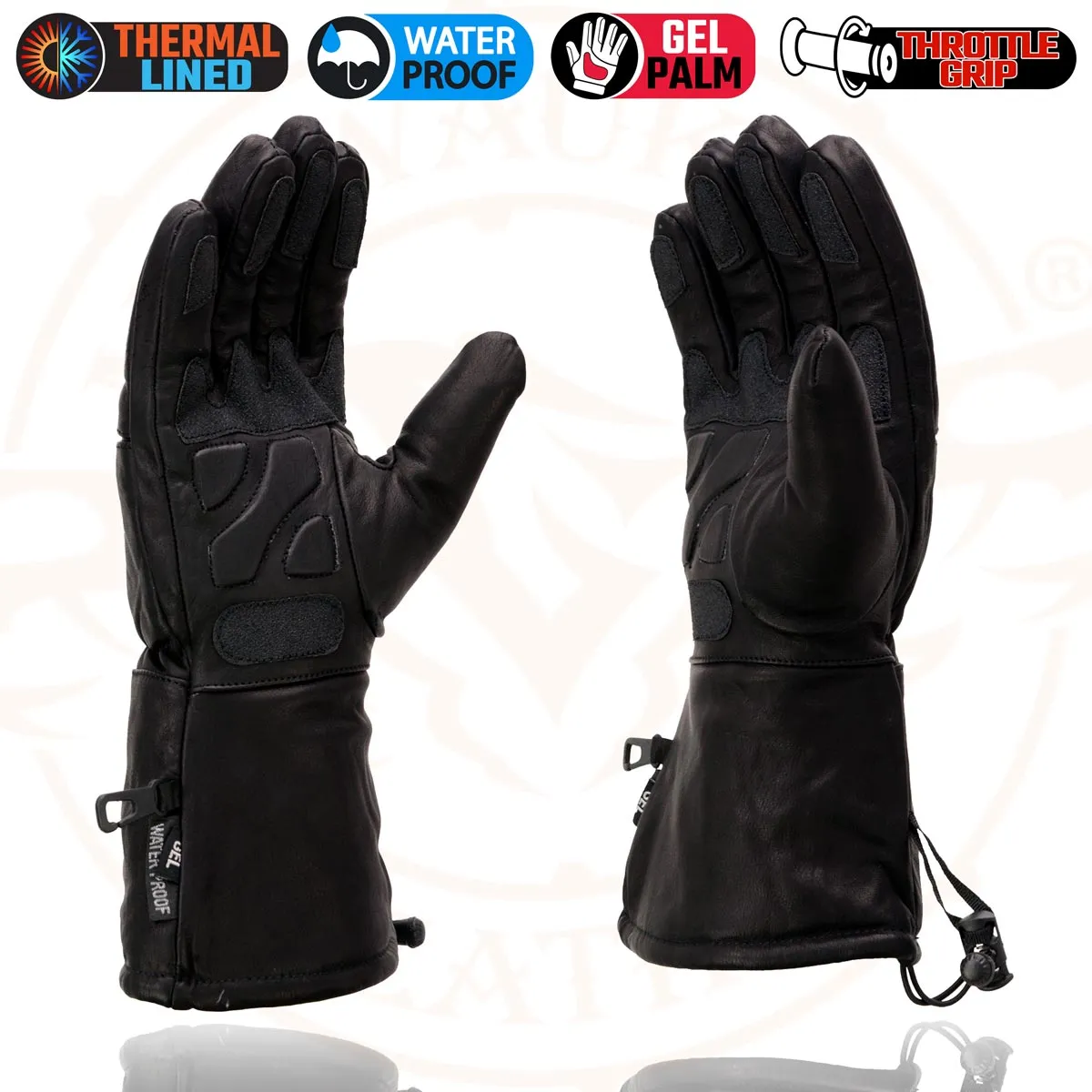 Milwaukee Leather Men's Black Gauntlet Motorcycle Hand Gloves-Black