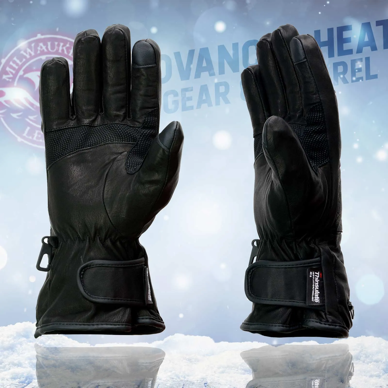 Milwaukee Leather MG7513 Men's Black ‘Heated’ Gauntlet Waterproof