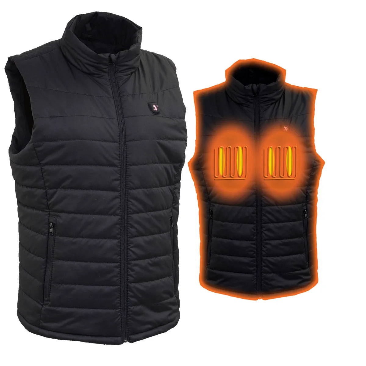 Nexgen Heat Women's NXL4301SET Puffer Black Heated Winter Vest for Outdoor Activities w/ Battery