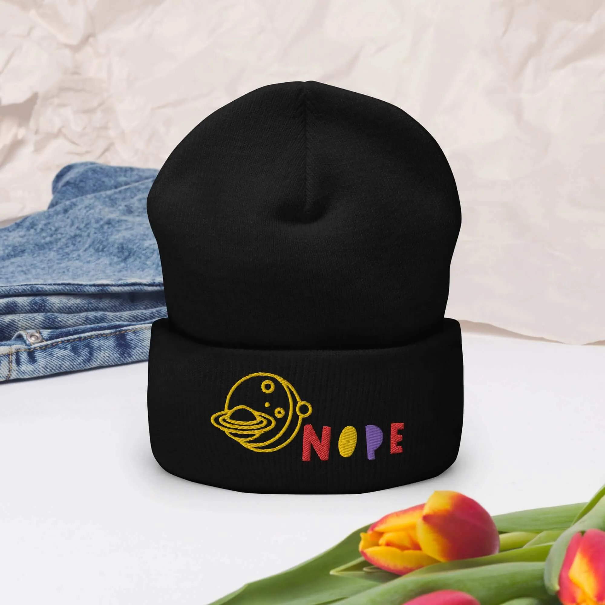 Nope Cuffed Beanie – Warm & Stylish Acrylic Cap