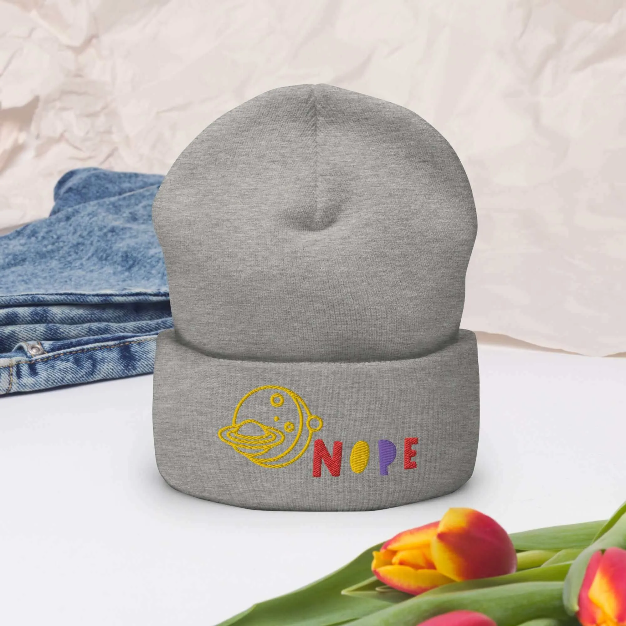 Nope Cuffed Beanie – Warm & Stylish Acrylic Cap