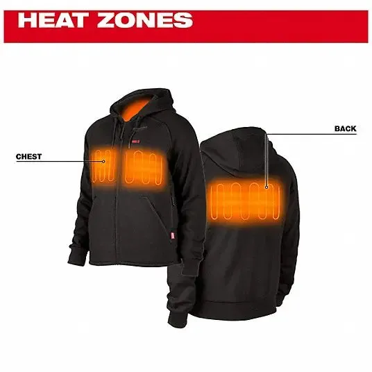 Open Box -  Milwaukee Tool Men's 2X-Large M12 12-Volt Lithium-Ion Cordless Black Heated Jacket Hoodie Kit w/ (1) 2.0 Ah Battery