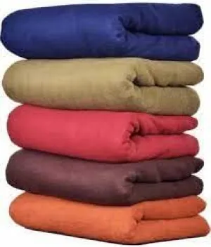 PPS Plain Wool-Fleece Blankets, Full-Length, Single-Bed, Pack of 5, Soft and Warm