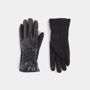 Puffer Stretch Wrist Touchscreen Gloves - Black