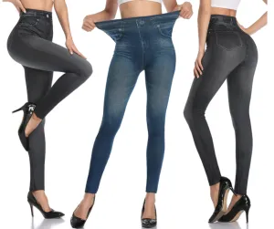 Push Up Seamless High Waist Warm Jeans Leggings