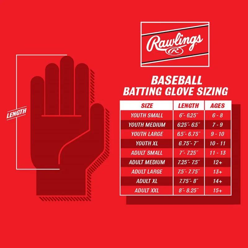 Rawlings Workhorse Batting Gloves | Adult | Columbia Blue