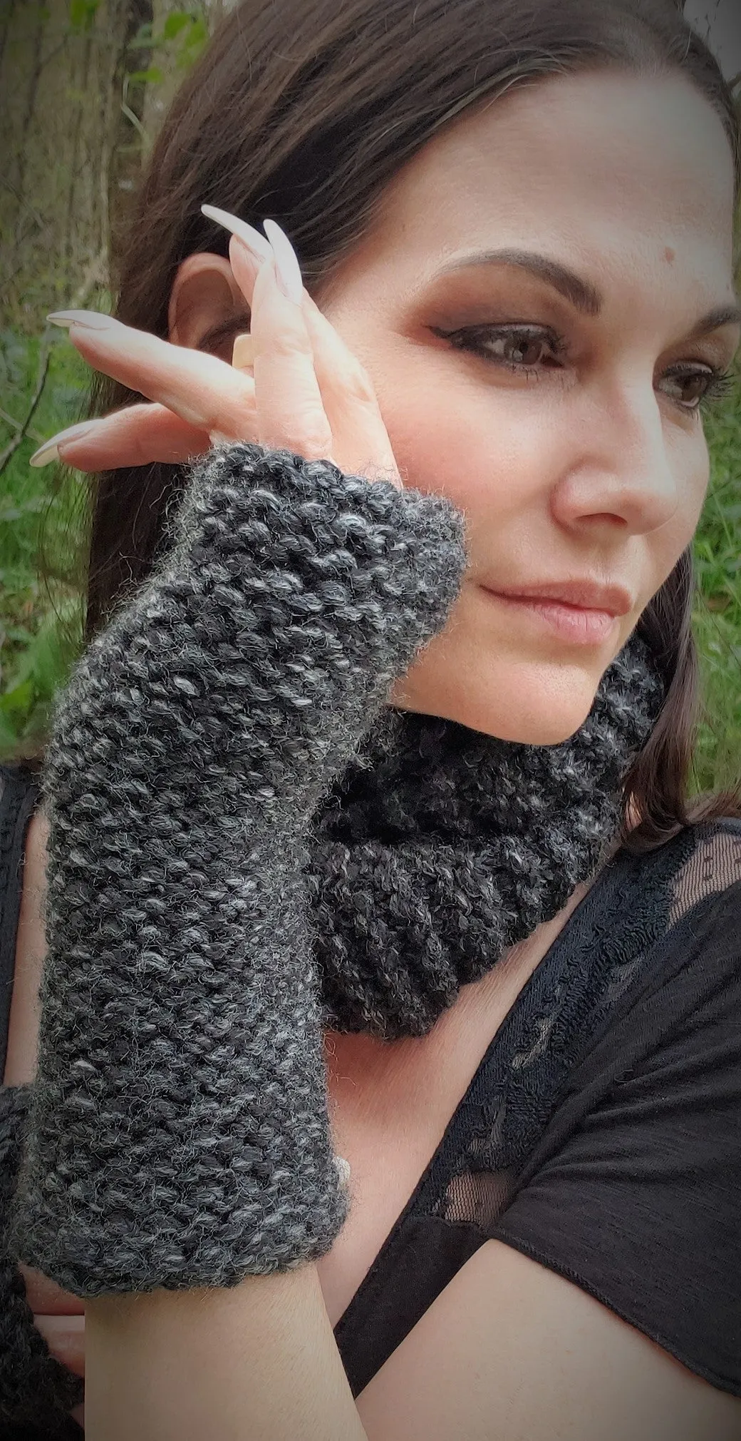 The "Evening Storm" Handknit Fingerless Gloves