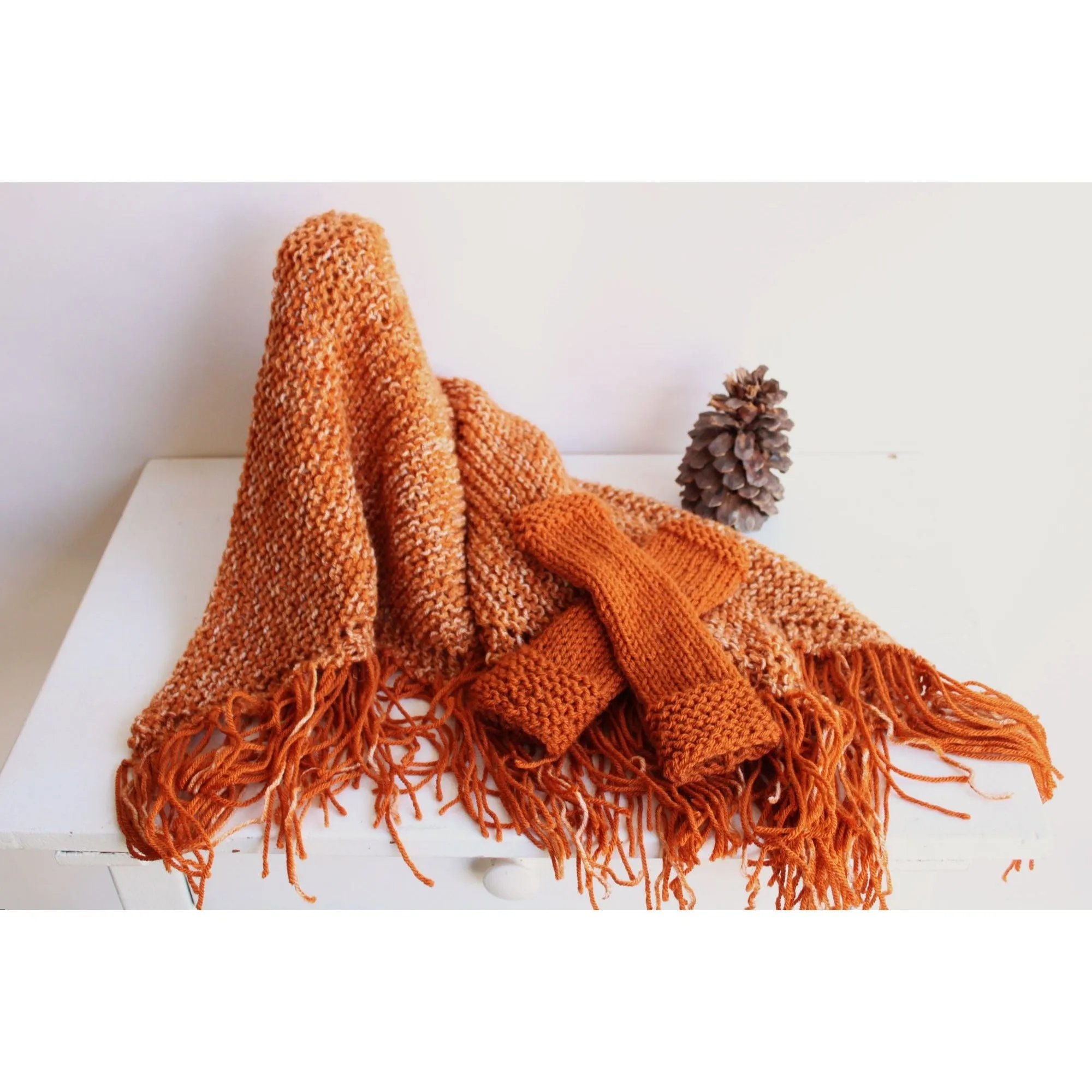 The "Pumpkin Cream" Handknit Fingerless Gloves