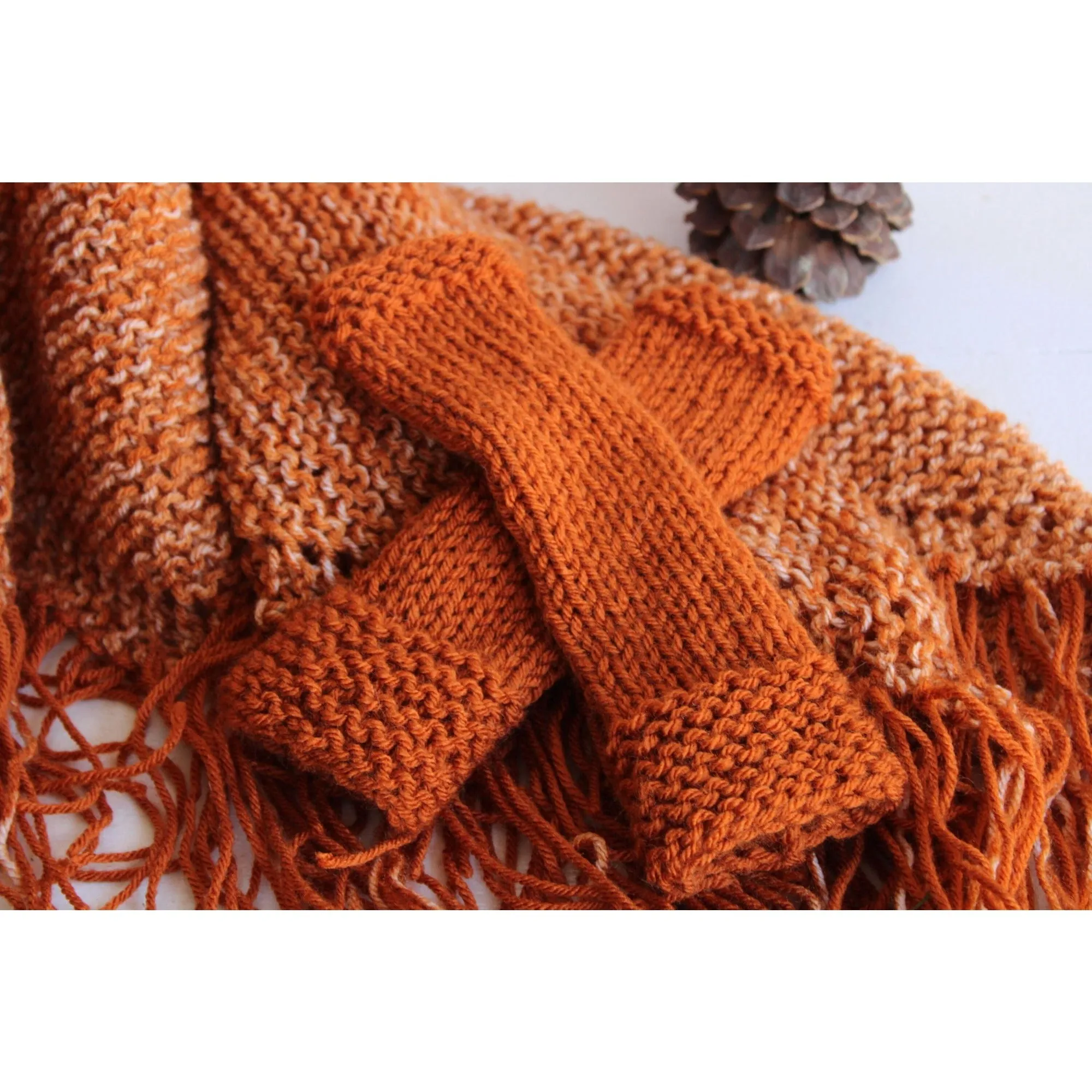 The "Pumpkin Cream" Handknit Fingerless Gloves