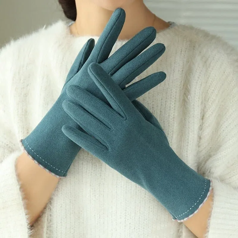 Thick Velvet Touch Screen Driving Gloves