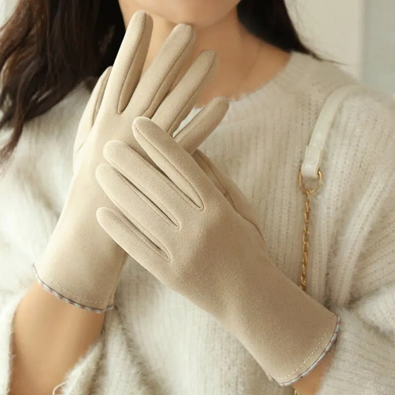 Thick Velvet Touch Screen Driving Gloves