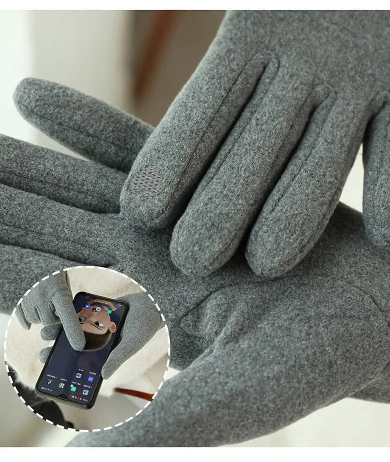 Thick Velvet Touch Screen Driving Gloves