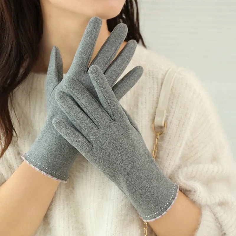 Thick Velvet Touch Screen Driving Gloves