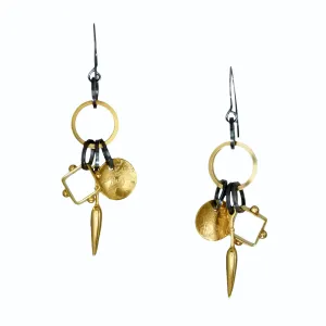 Triple Charm Mixed Metal Earrings