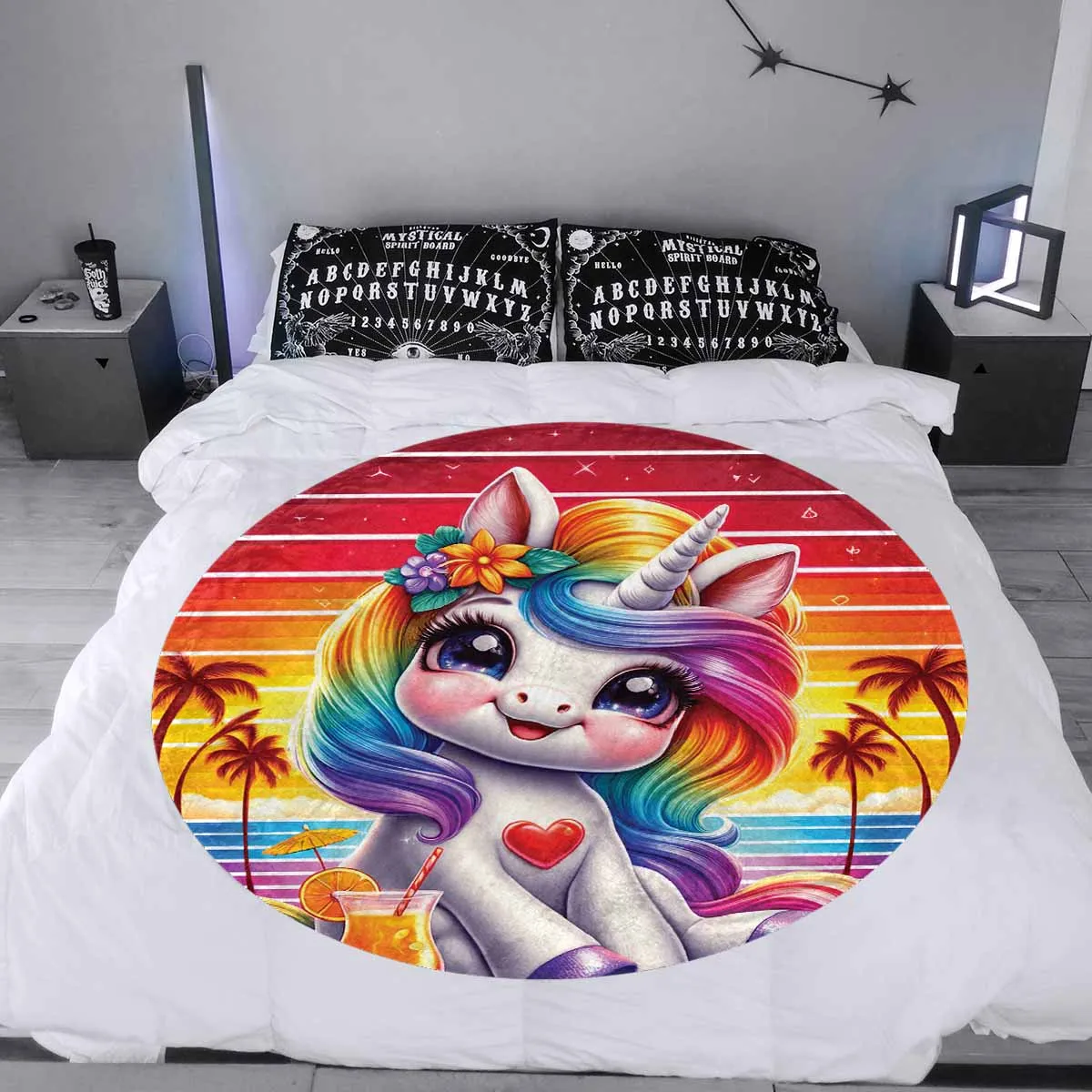 Unicorn_Awd35132  Circular Micro Fleece Blanket 60"