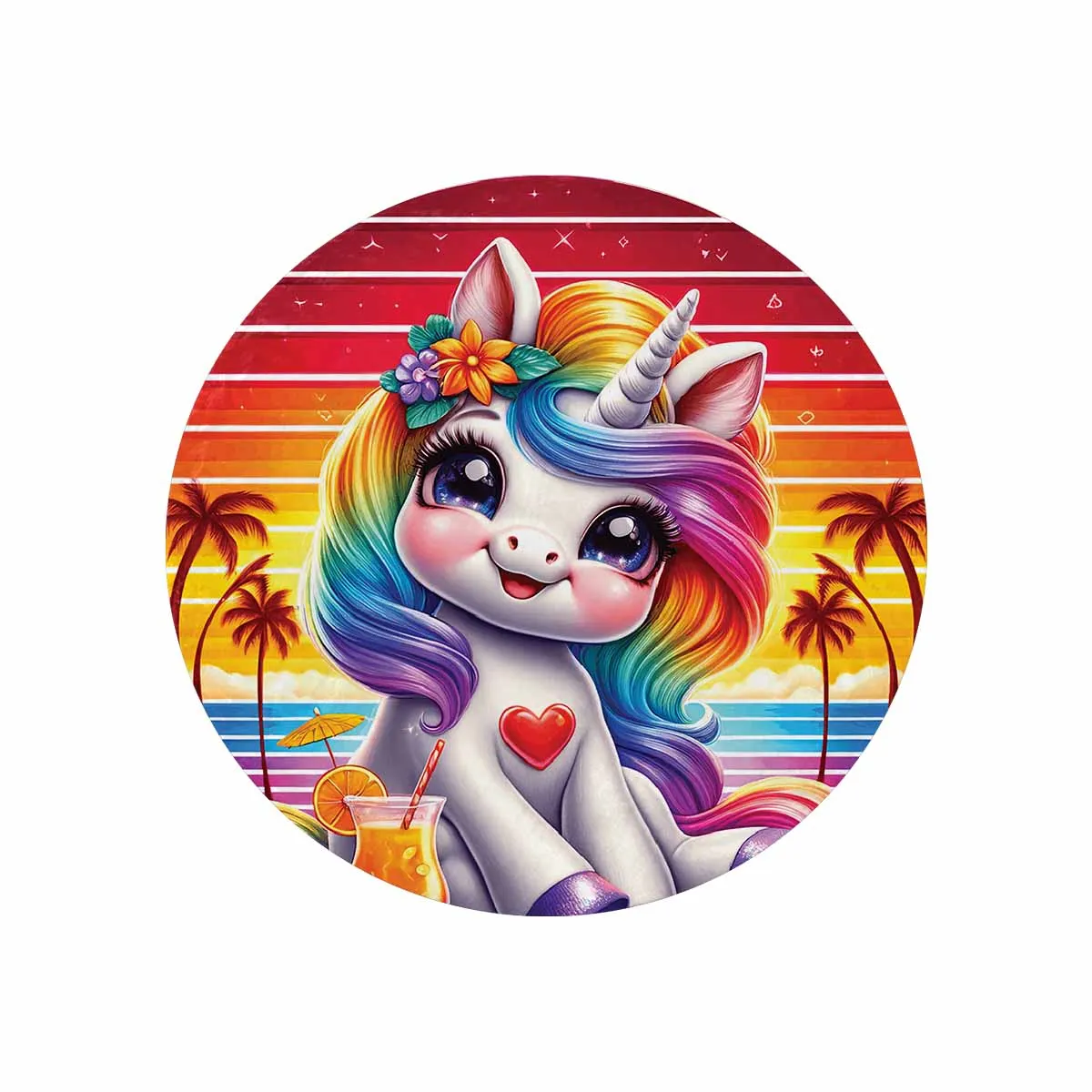 Unicorn_Awd35132  Circular Micro Fleece Blanket 60"