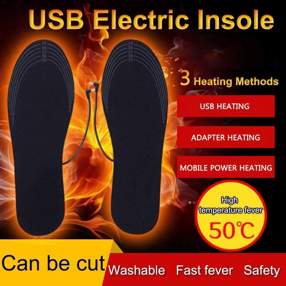 Unisex USB Electric Heated Winter Warm Washable Thermal  Shoe Insoles