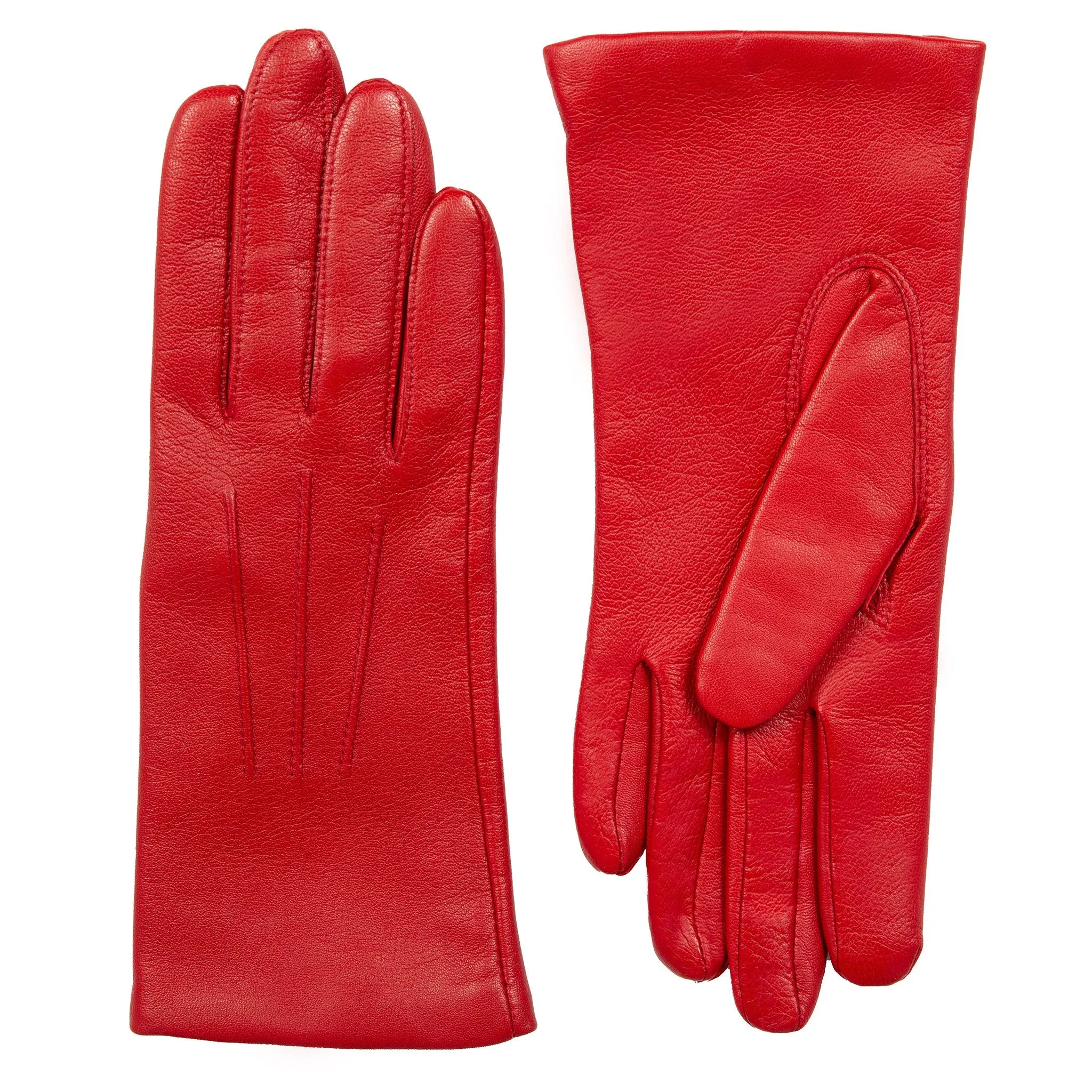 Women's Three-Point Lined Leather Gloves