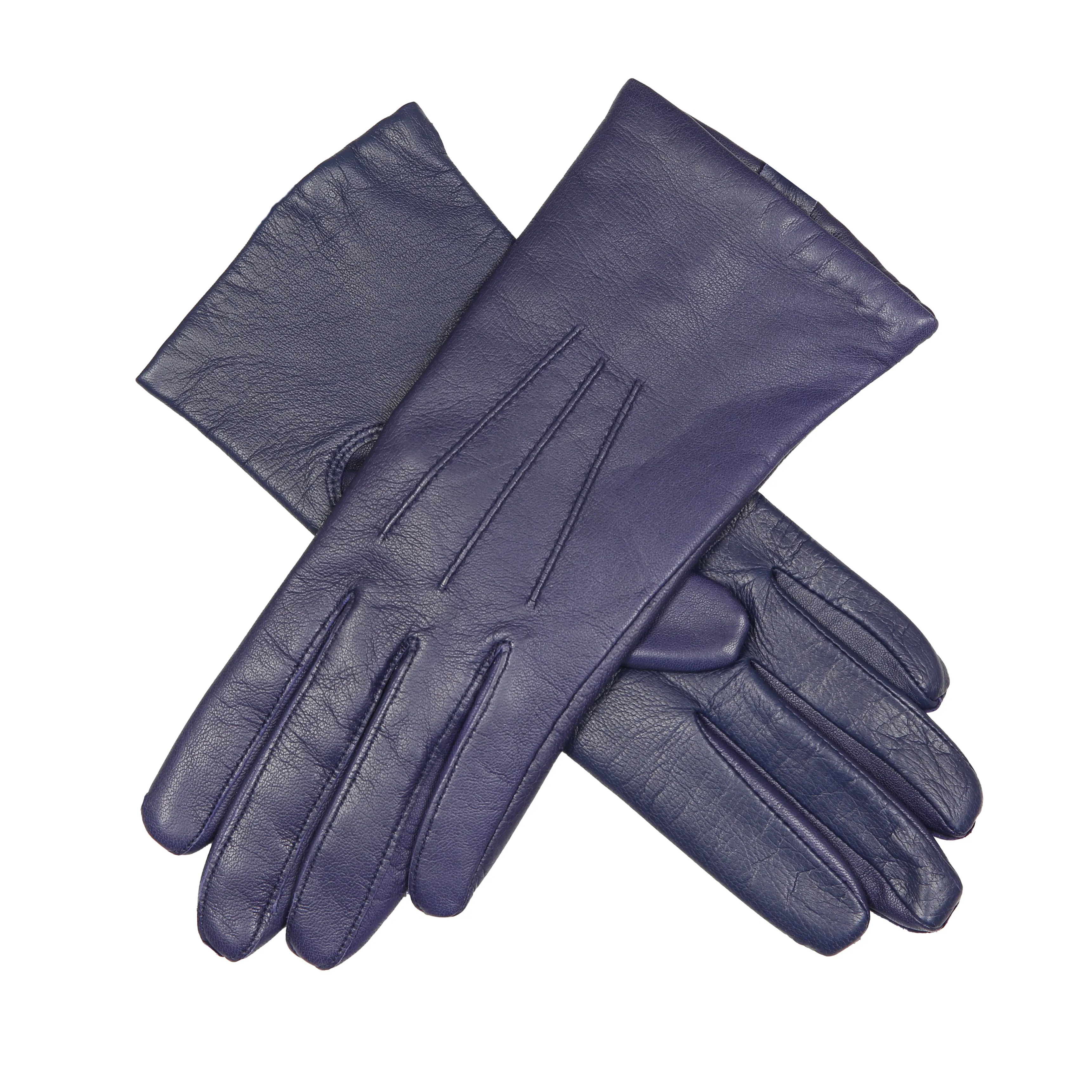 Women's Three-Point Lined Leather Gloves