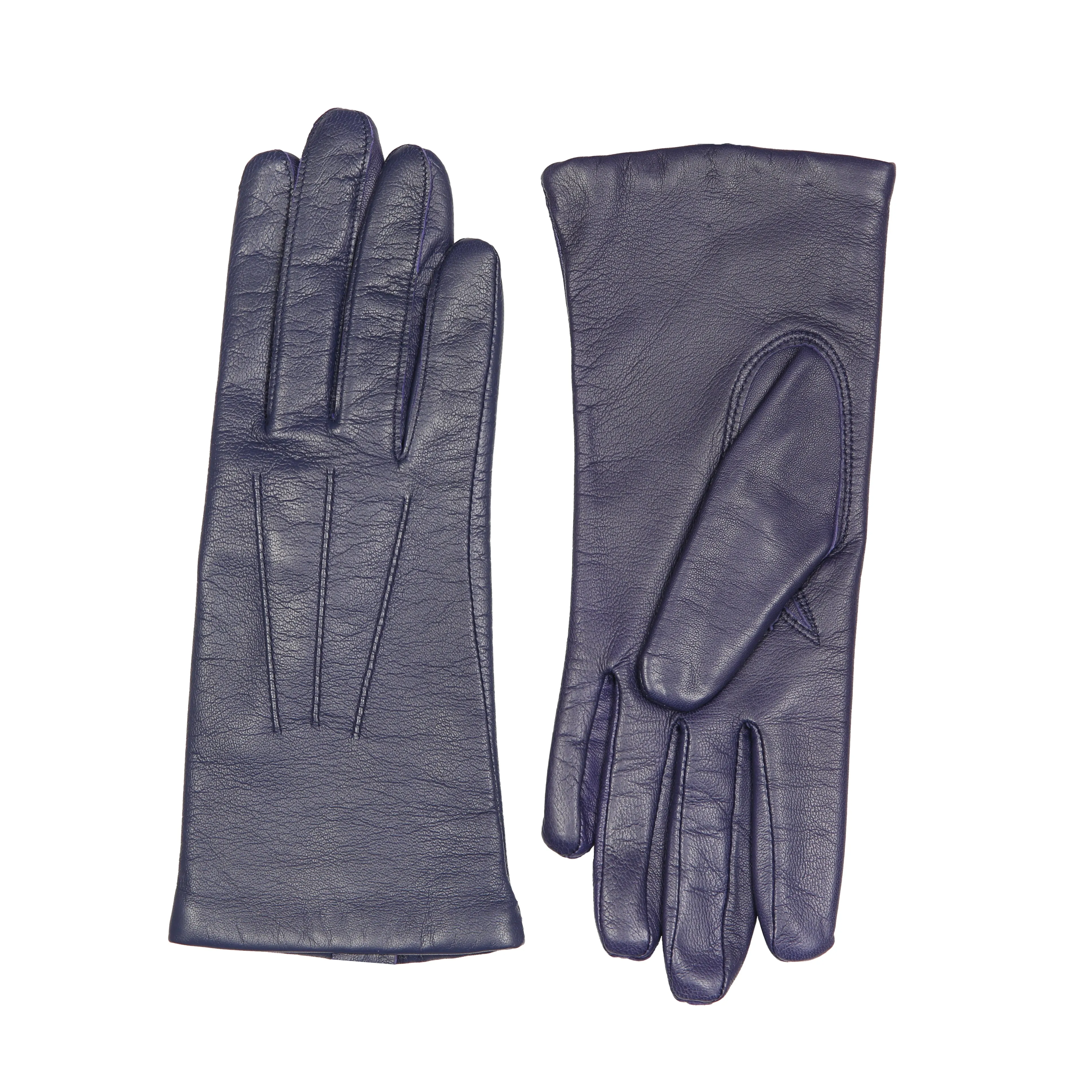 Women's Three-Point Lined Leather Gloves