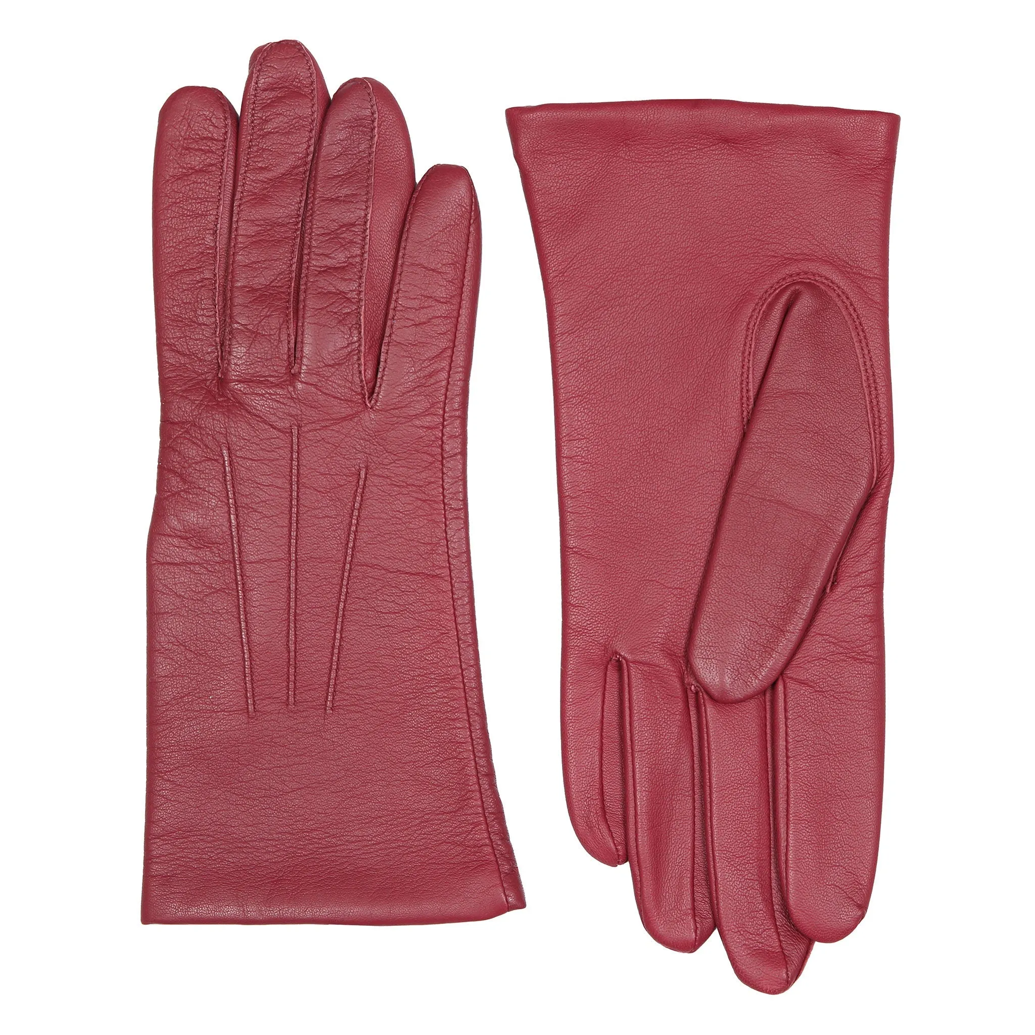 Women's Three-Point Lined Leather Gloves