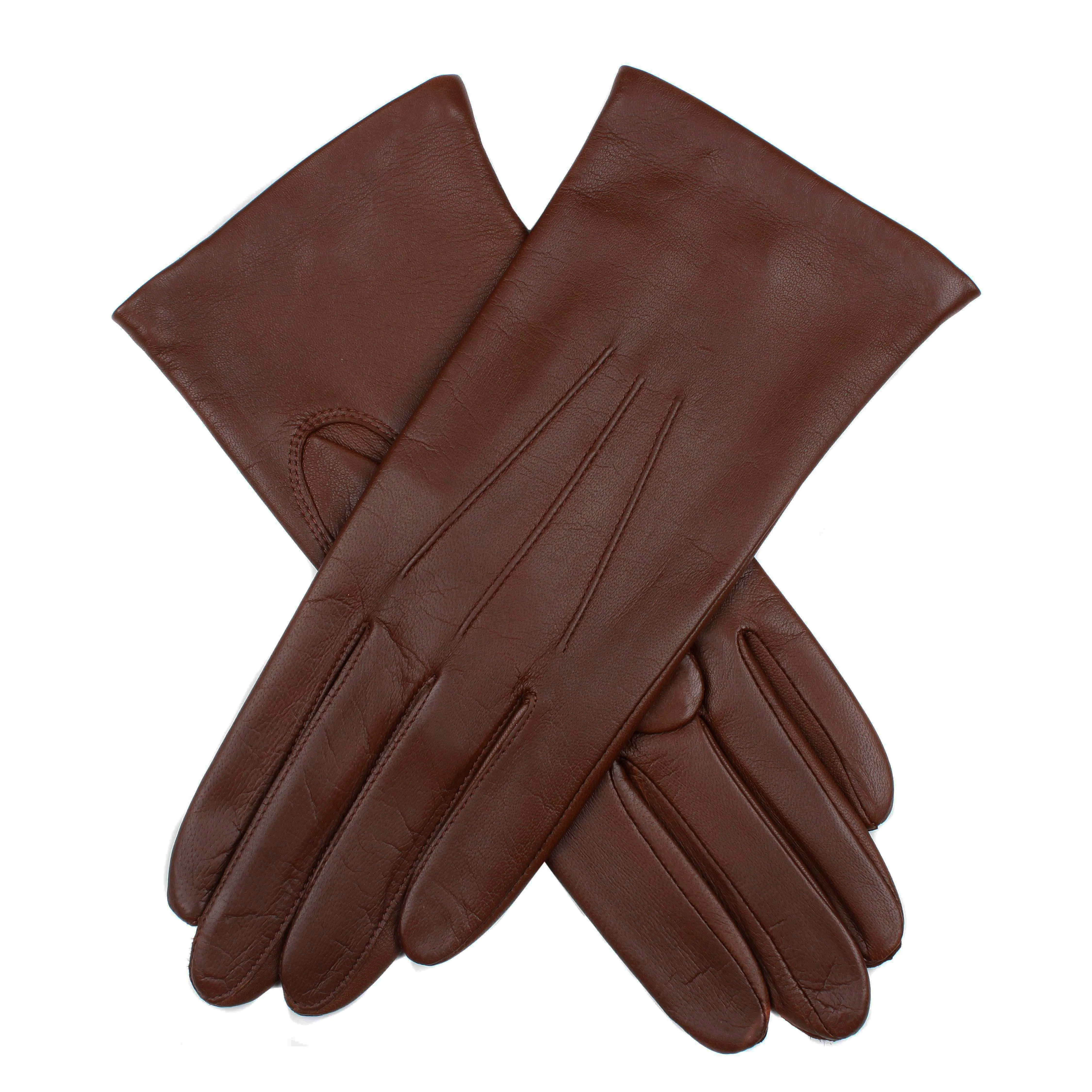 Women's Three-Point Lined Leather Gloves