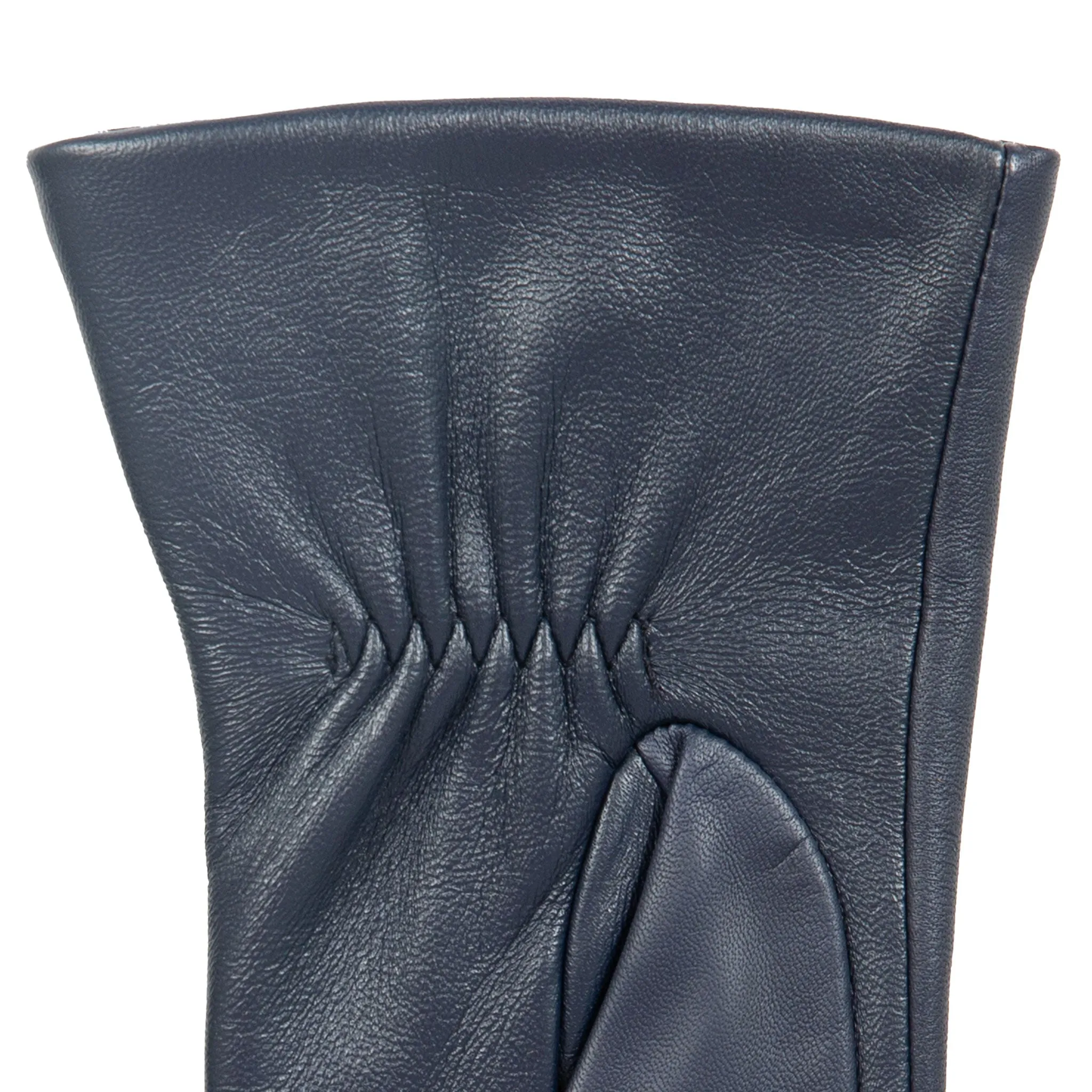 Women’s Touchscreen Three-Point Cashmere-Lined Leather Gloves with Buttons