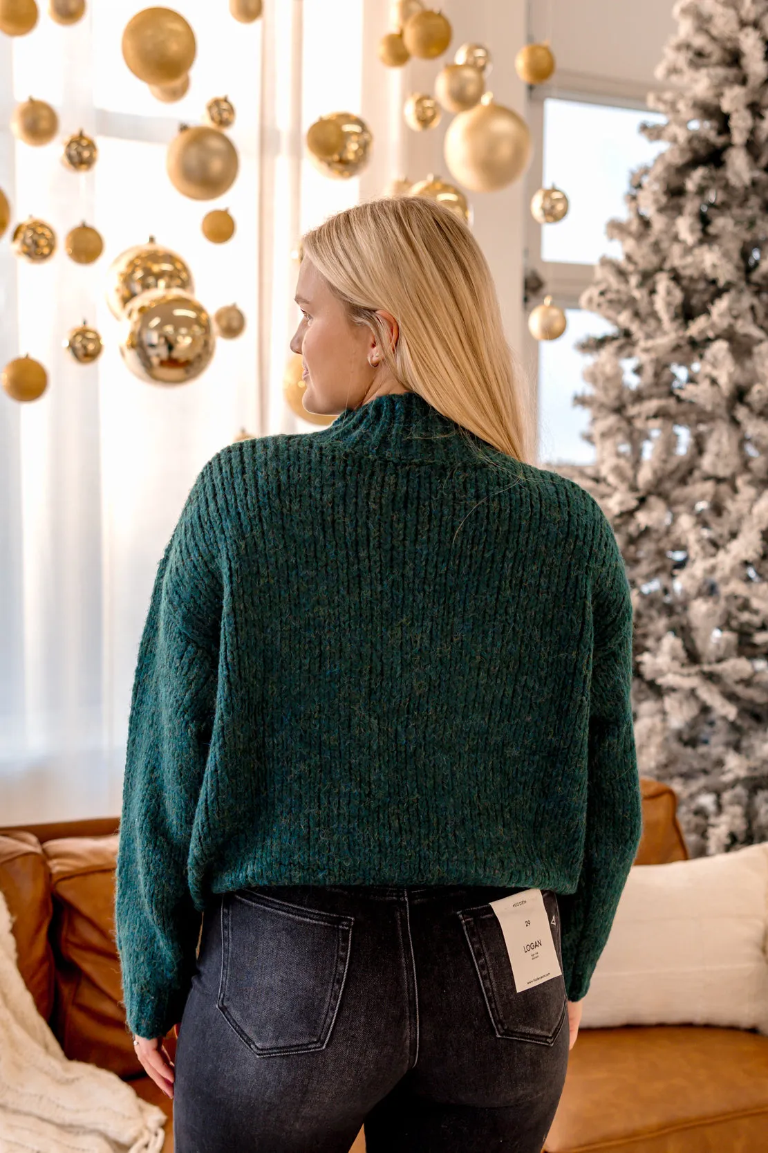 Wrenley High Neck Sweater | Dark Green