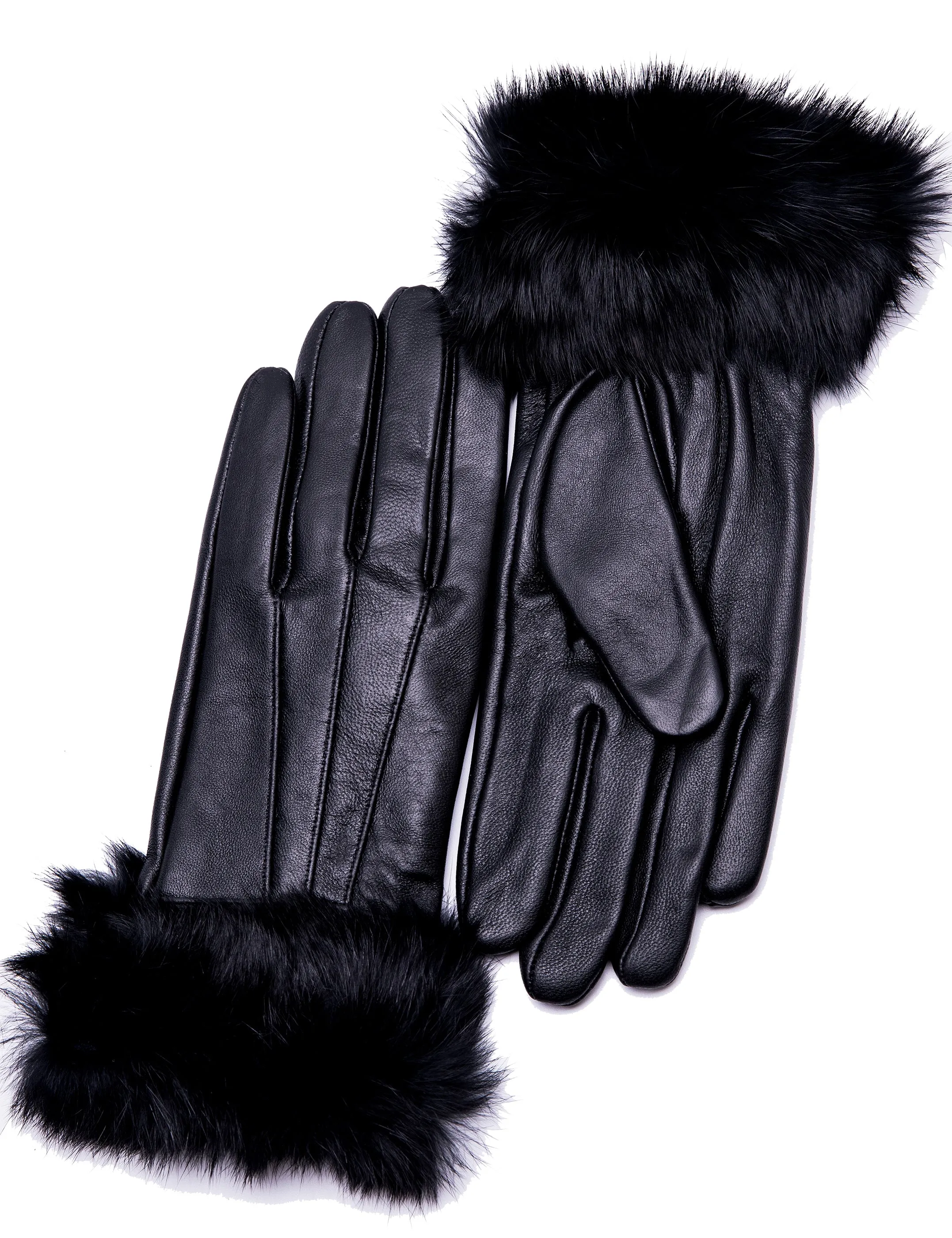 YISEVEN Women's Sheepskin Leather Rabbit Fur Gloves